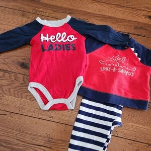 Cat and Jack Valentines Outfit Bundle Size 6-9 Month Color Blue Red White